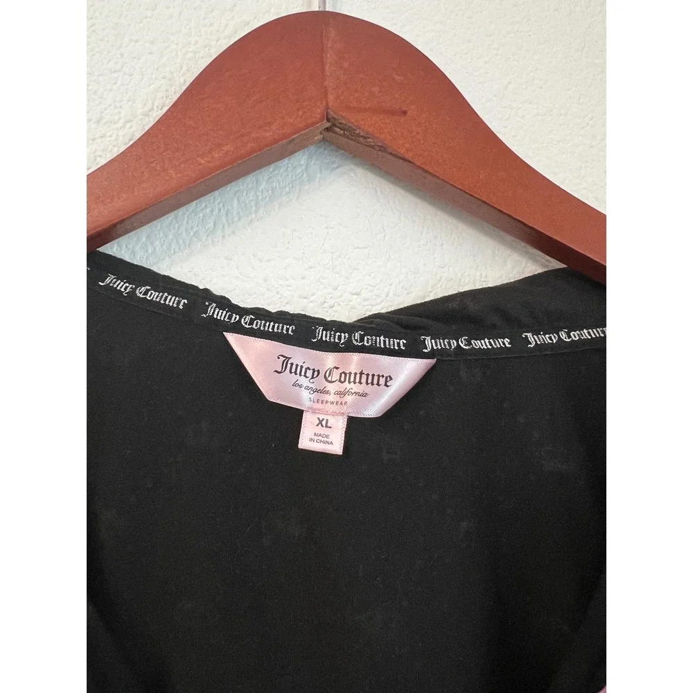 Juicy Couture Pajama Top XL‎ Black Rhinestone Sleep Shirt Loungewear